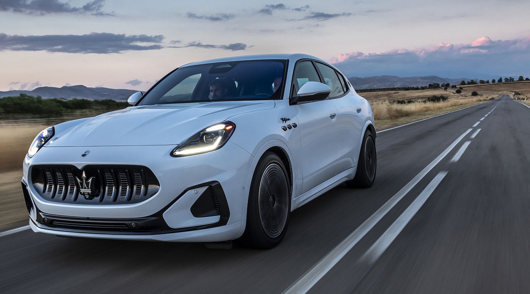 Maserati Grecale Folgore on a road